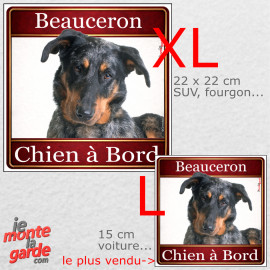 Beauceron arlequin, sticker voiture photo carré "Chien à Bord" résiste pluie soleil gel, idée cadeau, 2 Tailles D