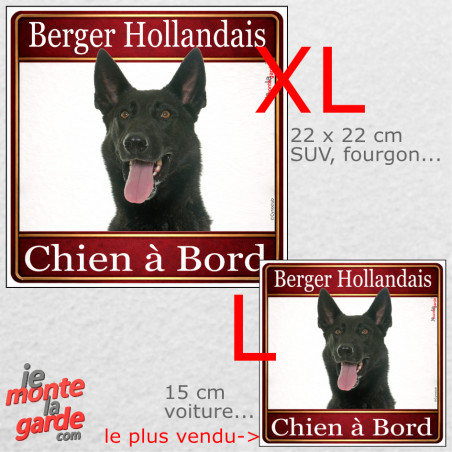 Berger Hollandais, sticker voiture photo carré "Chien à Bord" résiste pluie soleil gel, idée cadeau, 2 Tailles D
