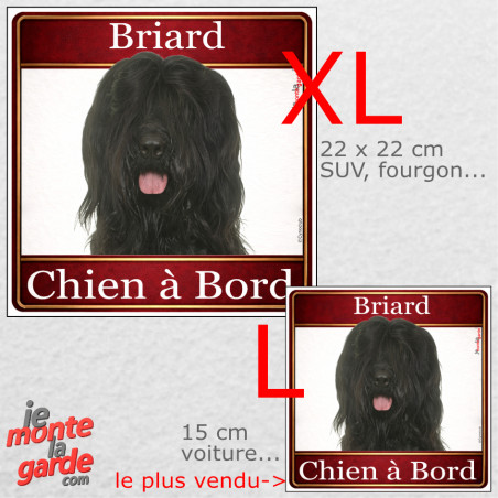 Briard noir, sticker voiture photo carré "Chien à Bord" résiste pluie soleil gel, idée cadeau, 2 Tailles D