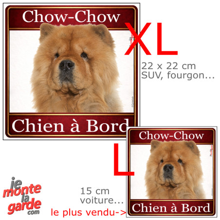 Chow-Chow fauve, sticker voiture photo carré "Chien à Bord" résiste pluie soleil gel, idée cadeau, 2 Tailles D