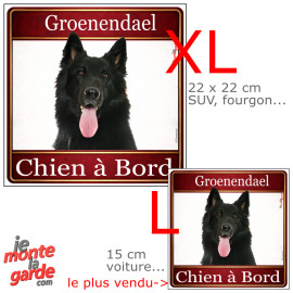 Groenendael, sticker voiture photo carré "Chien à Bord" résiste pluie soleil gel, idée cadeau, 2 Tailles D