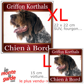 Griffon Korthals, sticker voiture photo carré "Chien à Bord" résiste pluie soleil gel, idée cadeau, 2 Tailles D