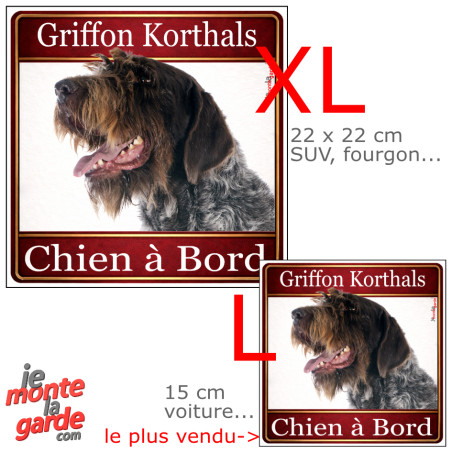 Griffon Korthals, sticker voiture photo carré "Chien à Bord" résiste pluie soleil gel, idée cadeau, 2 Tailles D