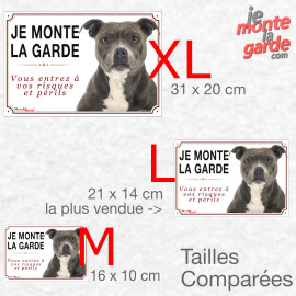 Amstaff bleu, autocollant photo "Je Monte la Garde, vous entrez à vos risques et périls" résiste dehors, 3 Tailles D