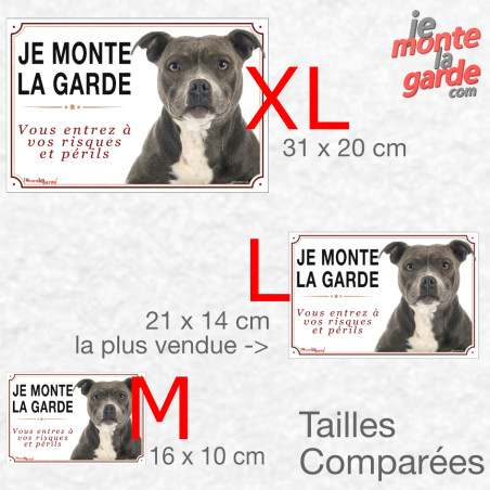 Amstaff bleu, autocollant photo "Je Monte la Garde, vous entrez à vos risques et périls" résiste dehors, 3 Tailles D