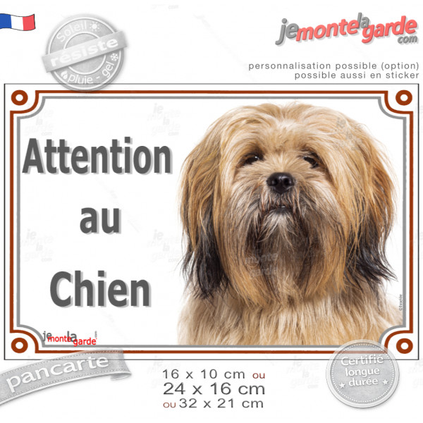 Lhassa Apso fauve marron, plaque portail "Attention au Chien" photo, résiste pluie soleil gel, idée cadeau Lhassa Apso fauve marron, plaque portail "Attention au Chien" photo, résiste pluie soleil gel, idée cadeau
