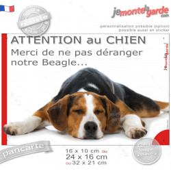 Plaque portail humour "Attention au Chien, Merci de ne pas déranger notre Beagle" photo, résiste pluie soleil gel, idée cadeau