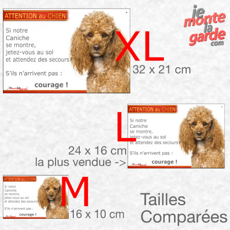 Caniche abricot, plaque portail humour "Attention au Chien, Jetez Vous au Sol" 3 Tailles