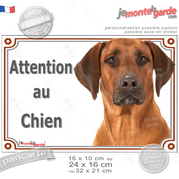 Rhodesian Ridgeback, plaque portail photo "Attention au Chien" résiste pluie soleil gel, idée cadeau Rhodesian Ridgeback, plaque portail photo "Attention au Chien" résiste pluie soleil gel, idée cadeau