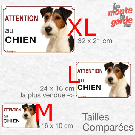 Fox Terrier poils durs, plaque portail "Je Monte la Garde, vous entrez à vos risques et périls" résiste dehors, 3 Tailles E