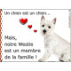 Plaque Westie Assis "Un chien est Membre de la Famille", dehors ou dedans, idée cadeau, pancarte panneau affiche