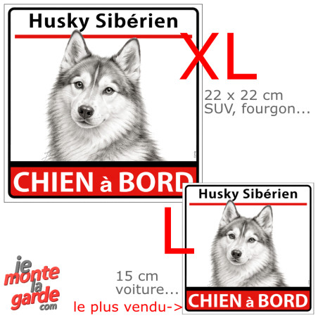 Autocollant voiture photo "Husky Sibérien à Bord" dessin, résiste dehors, 2 Tailles Autocollant voiture photo "Husky Sibérien à Bord" dessin, résiste dehors, 2 Tailles