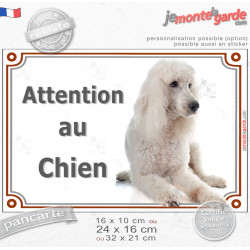 Caniche blanc plaque portail "Attention au Chien" photo, résiste pluie soleil gel, idée cadeau