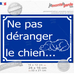 Attention, Ne Pas Déranger le Chien... Plaque bleu portail humour, résiste pluie soleil gel, idée cadeau
