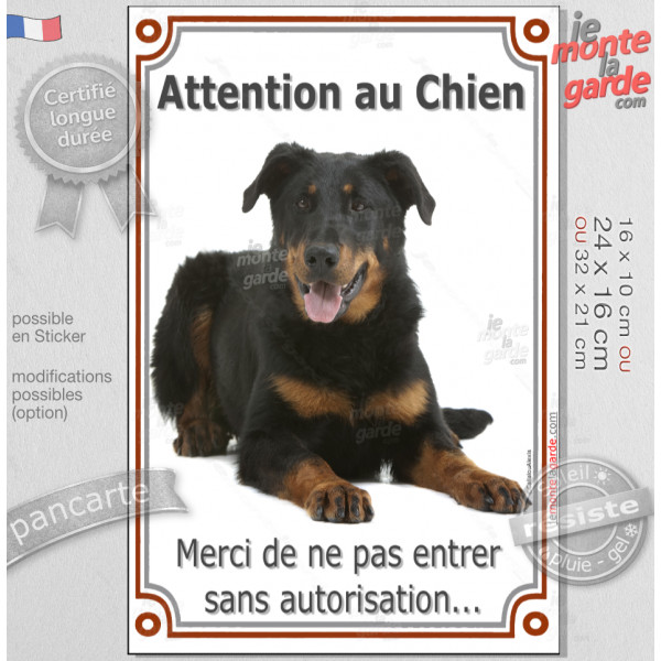 Beauceron noir et feu, Plaque Portail verticale "Attention au chien, merci de ne pas entrer sans autorisation" Berger Beauce pho Beauceron noir et feu, Plaque Portail verticale "Attention au chien, merci de ne pas entrer sans autorisation" Berger Beauce pho