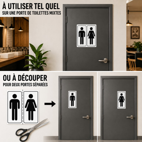 Autocollant WC homme femme – sticker toilettes avec silhouettes, résiste dehors, 2 Tailles D