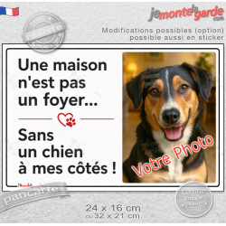 Photo Personnalisable, plaque portail "Une maison n'est pas un foyer sans un chien à mes côtés" Attention au Chien règles, résis