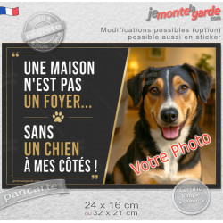 Photo Personnalisable, plaque portail "Une maison n'est pas un foyer sans un chien à mes côtés" Attention au Chien règles, résis