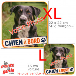 Photo Personnalisable, autocollant voiture carré "Chien à Bord" MONACO 2 Tailles