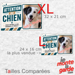 Photo Personnalisable, plaque portail "Attention au Chien, Risques et Périls" Arizona,  2 Tailles D