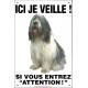 Nizinny, pancarte portail verticale, plaque panneau affiche attention au chien, Petit Berger Polonais des Plaines
