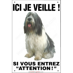 Nizinny, pancarte portail verticale, plaque panneau affiche attention au chien, Petit Berger Polonais des Plaines