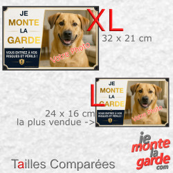 Photo Personnalisable, plaque portail "Je Monte la Garde, vous entrez à vos Risques et Périls" résiste dehors, 2 Tailles D