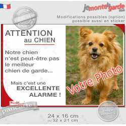 Photo Personnalisable, plaque portail humour "Attention au Chien pas le meilleur gardien, mais une Excellente Alarme" photo, rés