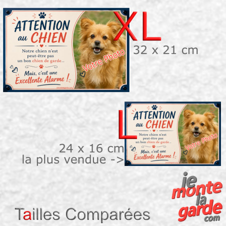 Photo Personnalisable, plaque humour "Attention au Chien de garde Excellente Alarme" résiste dehors, 2 Tailles