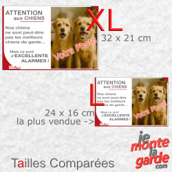 Photo Personnalisable, plaque humour PLURIEL "Attention aux Chiens de garde, excellentes Alarmes" résiste dehors, 2 Tailles D