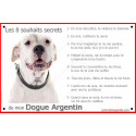 Dogue Argentin Tête, plaque "Les 8 Souhaits Secrets" 24 cm CDT