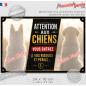 Photo personnalisable, plaque pluriel portail "Attention aux Chiens, vous entrez à vos risques et périls" look plaque de rue bie