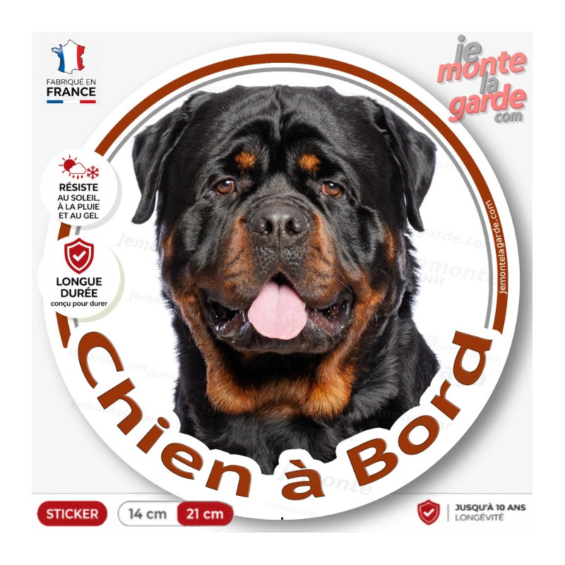 Rottweiler XL, sticker autocollant rond "Chien à Bord" Disque adhésif vitre voiture photo Rott royal russe gros gabarit Rottweiler XL, sticker autocollant rond "Chien à Bord" Disque adhésif vitre voiture photo Rott royal russe gros gabarit