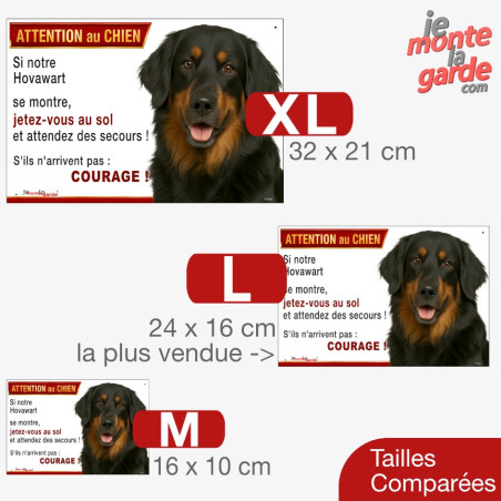 Hovawart, plaque humour "Attention au Chien, Jetez Vous au Sol" 3 Tailles