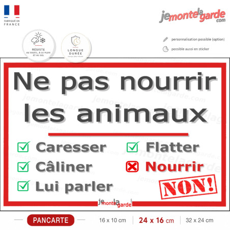 Plaque extérieure “Ne pas nourrir les animaux” Message clair et bienveillant, résiste pluie soleil gel, idée cadeau