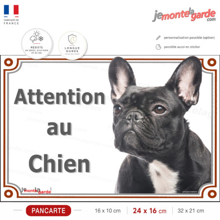 Bouledogue Français, plaque portail extérieur "Attention au Chien" 3 Tailles D