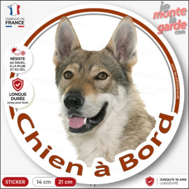 Sticker chien à bord Chien-loup Tchécoslovaque, photo autocollant voiture, résiste pluie soleil gel