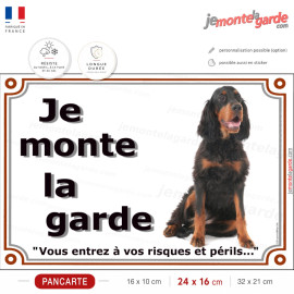 Je monte la garde Setter Gordon noir et feu, vous entrez à vos risques, photo, résiste pluie soleil gel