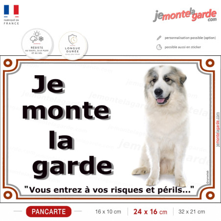 Montagne des Pyrénées, plaque portail "Je Monte la Garde, risques et périls" résiste dehors, 3 Tailles Montagne des Pyrénées, plaque portail "Je Monte la Garde, risques et périls" résiste dehors, 3 Tailles