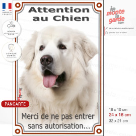 Montagne des Pyrénées tout blanc, plaque portail verticale Attention au Chien, merci de ne pas entrer sans autorisation" photo