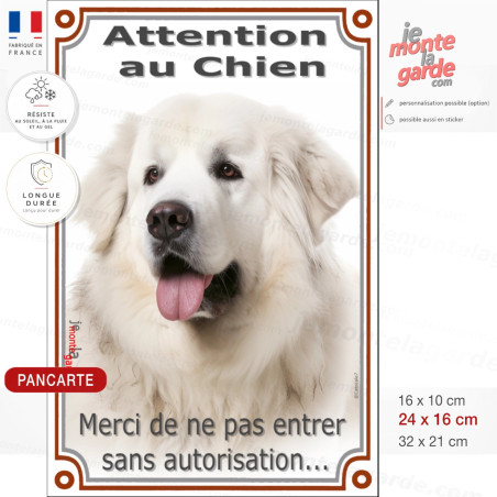 Montagne des Pyrénées tout blanc, plaque portail verticale Attention au Chien, merci de ne pas entrer sans autorisation" photo