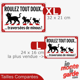 Plaque extérieure "Roulez tout doux, traversées de minous !" protéger les chats traverse route devant les voitures