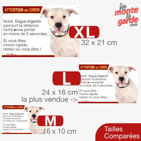 Dogue Argentin, plaque humour photo "parcourt distance Niche-Portail en moins de 3 secondes" 3 Tailles D