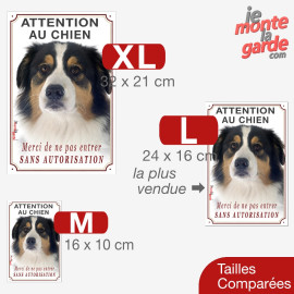 Berger Australien, plaque portail verticale "Attention au Chien, pas entrer sans autorisation" 3 Tailles D