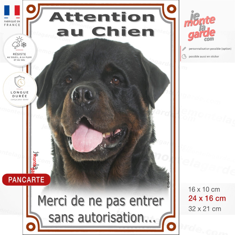 Rottweiler, plaque portail verticale "Attention au Chien, entrez pas sans autorisation" photo Rott résiste intempéries Rottweiler, plaque portail verticale "Attention au Chien, entrez pas sans autorisation" photo Rott résiste intempéries