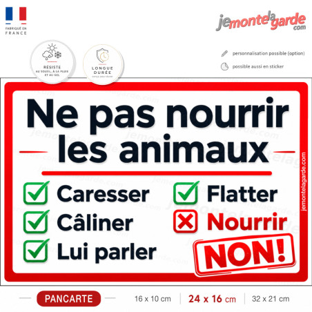 Plaque extérieure “Ne pas nourrir les animaux” Message clair et bienveillant, résiste pluie soleil gel