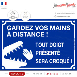 Plaque Portail bleue "tout doigt montré croqué ou mordu"