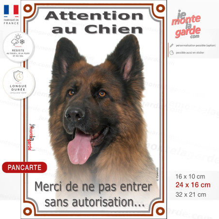 Pancarte chien Altdeutscher Schäferhund "Attention au Chien" pour portail, fabriquée en France