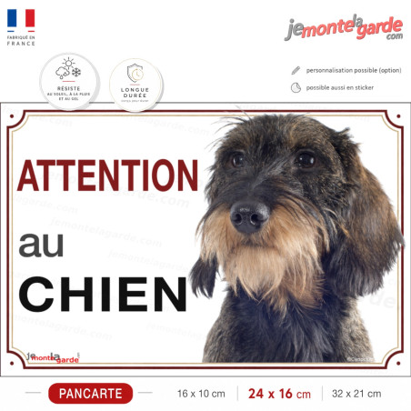 Teckel à poils durs sanglier Tête, plaque portail "Attention au Chien" photo, résiste pluie soleil gel, idée cadeau