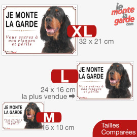 Setter Gordon, plaque portail photo "Je Monte la Garde, risques et périls" 3 Tailles